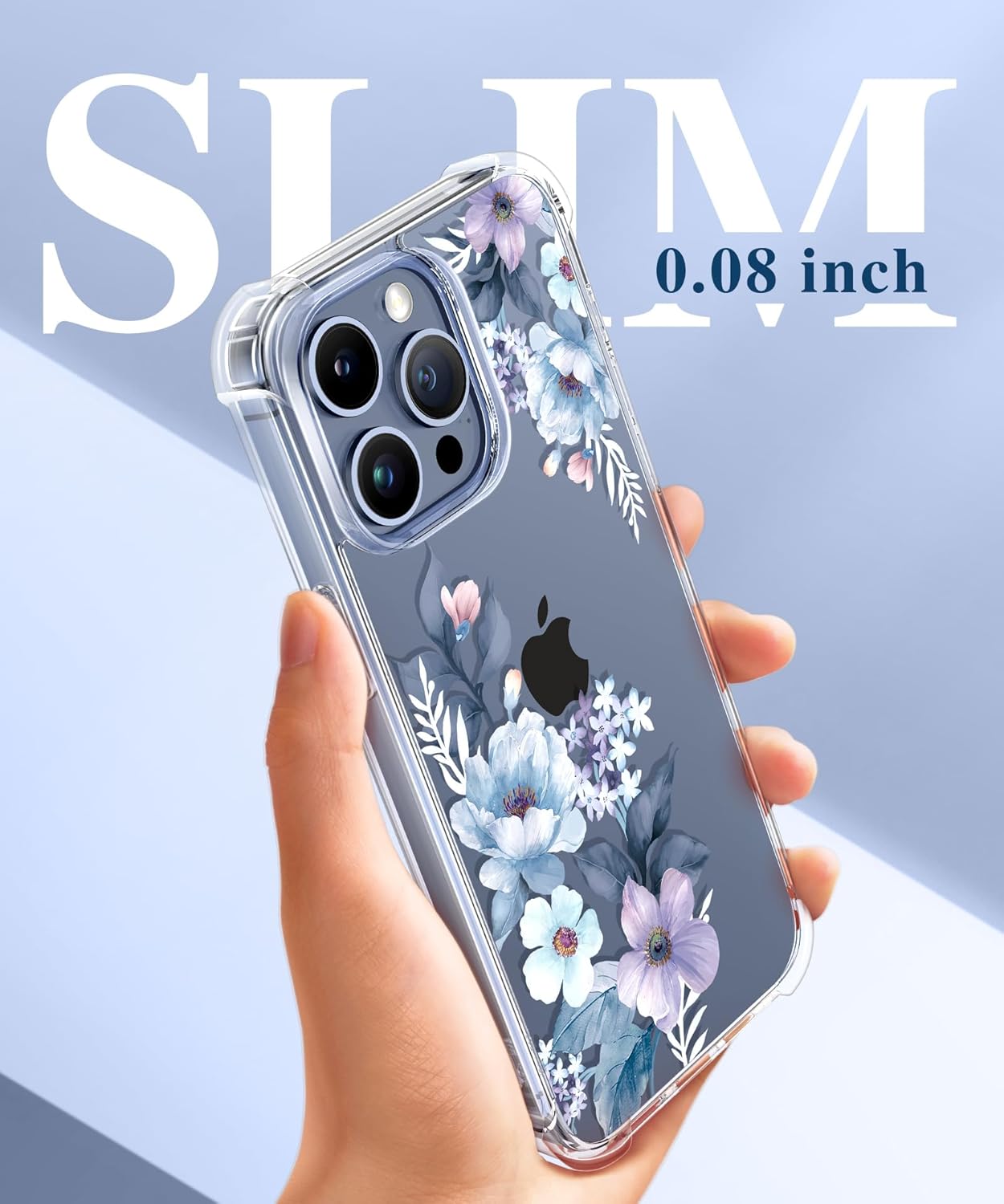 GVIEWIN Funda floral para iPhone 15 Pro Max, con 2 protectores de pantalla y 2 protectores de lente de cámara, policarbonato duro + TPU parachoques