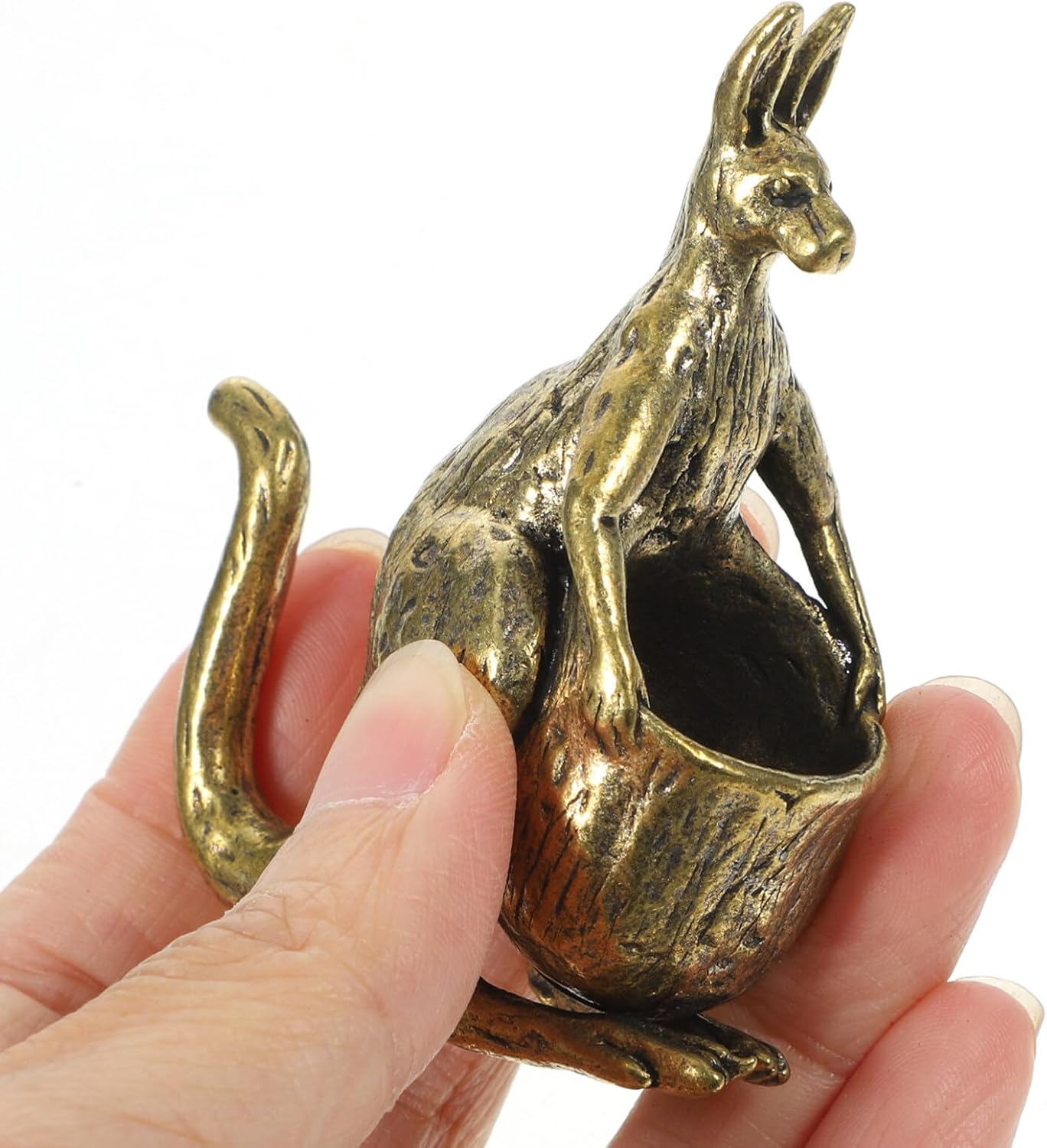 VOSAREA Decoración de mesa de comedor, figura de canguro de latón, animales, adornos de decoración de latón para decoración de mesa de té, adornos