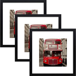 Juego de 3 marcos negros de 12 x 12 pulgadas, para exhibir imágenes de 8 x 8 pulgadas con paspartú o de 12 x 12 pulgadas sin paspartú para montaje Juego de 3 marcos negros de 12 x 12 pulgadas, para exhibir imágenes de 8 x 8 pulgadas con paspartú o de 12 x 12 pulgadas sin paspartú para montaje