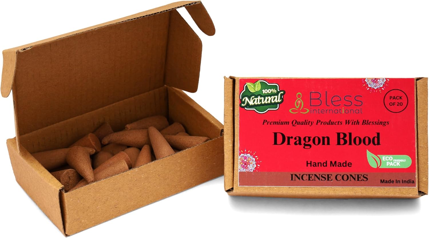 Bless-International – Sangre de dragón 100% natural, conos de incienso hechos a mano, sumergidos a mano, orgánicos, sin productos químicos para