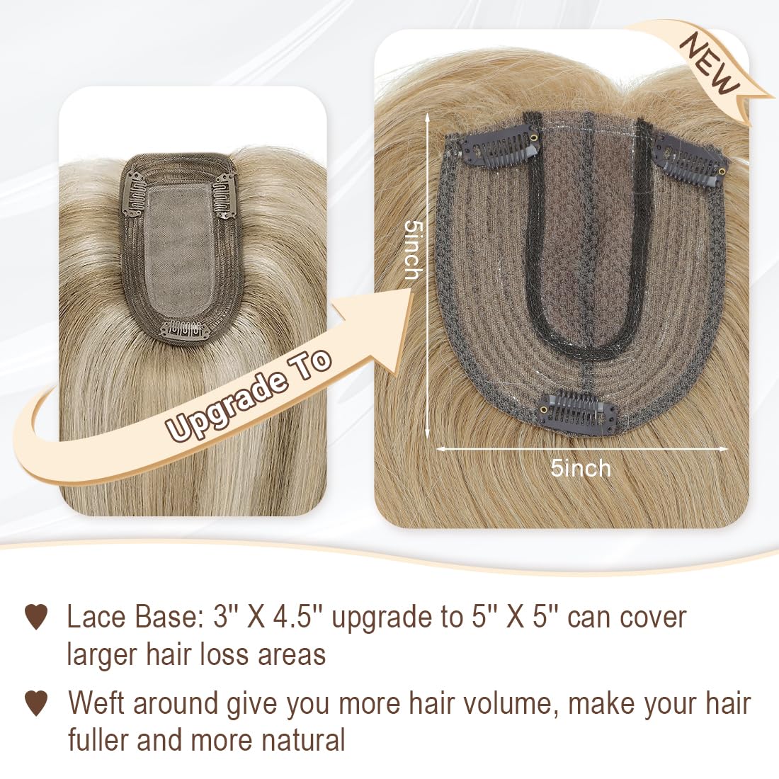 UDU Toppers para el cabello para mujer para adelgazar el cabello rubio oscuro, reflejos de fibra sintética, piezas de pelo para mujer, multicapa,