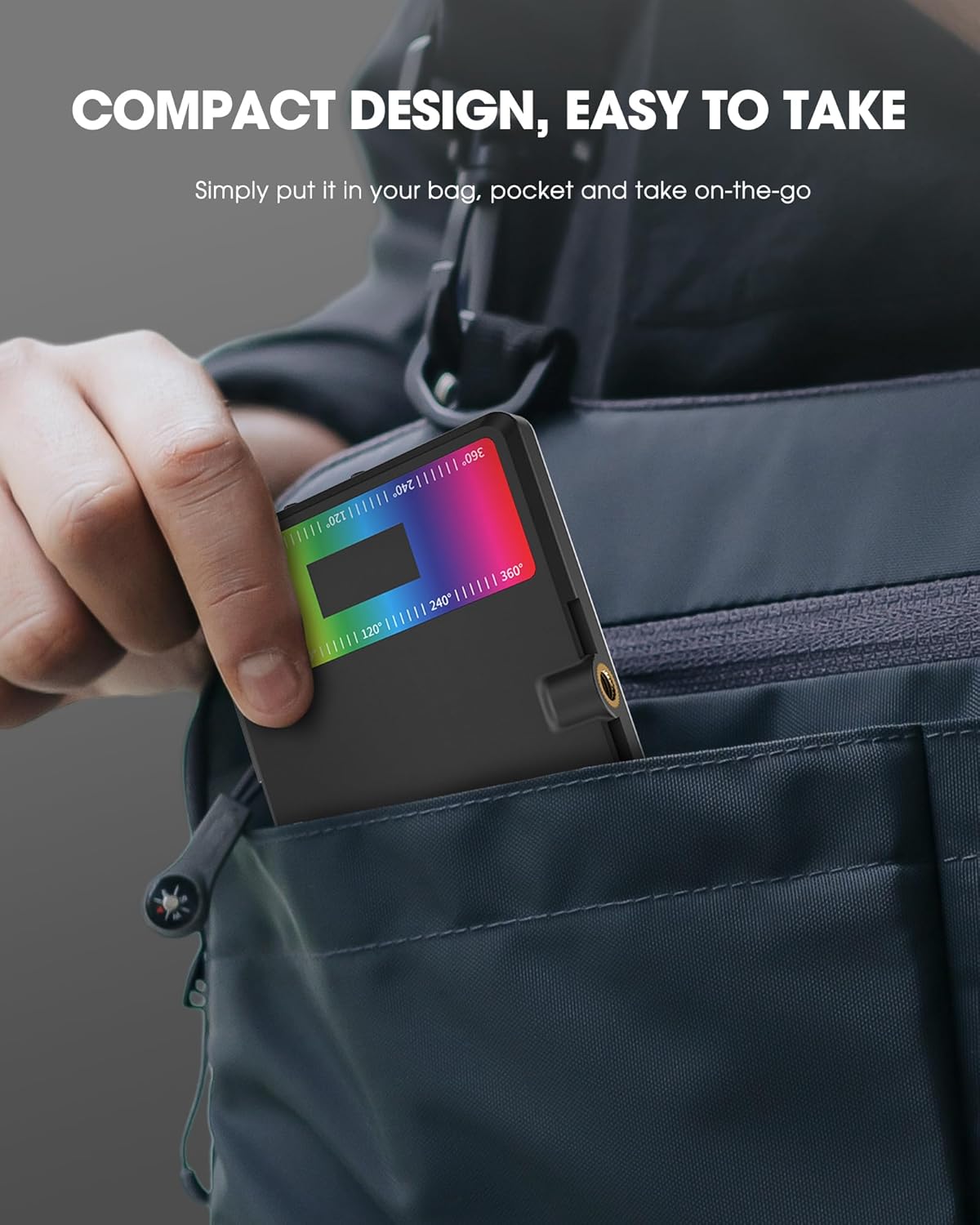 MAXTOP Luz de teléfono, luz de video RGB portátil para selfie para iPhone, iPad, cámara, clip frontal y trasero, batería de 2000 mAh, CRI 95+,