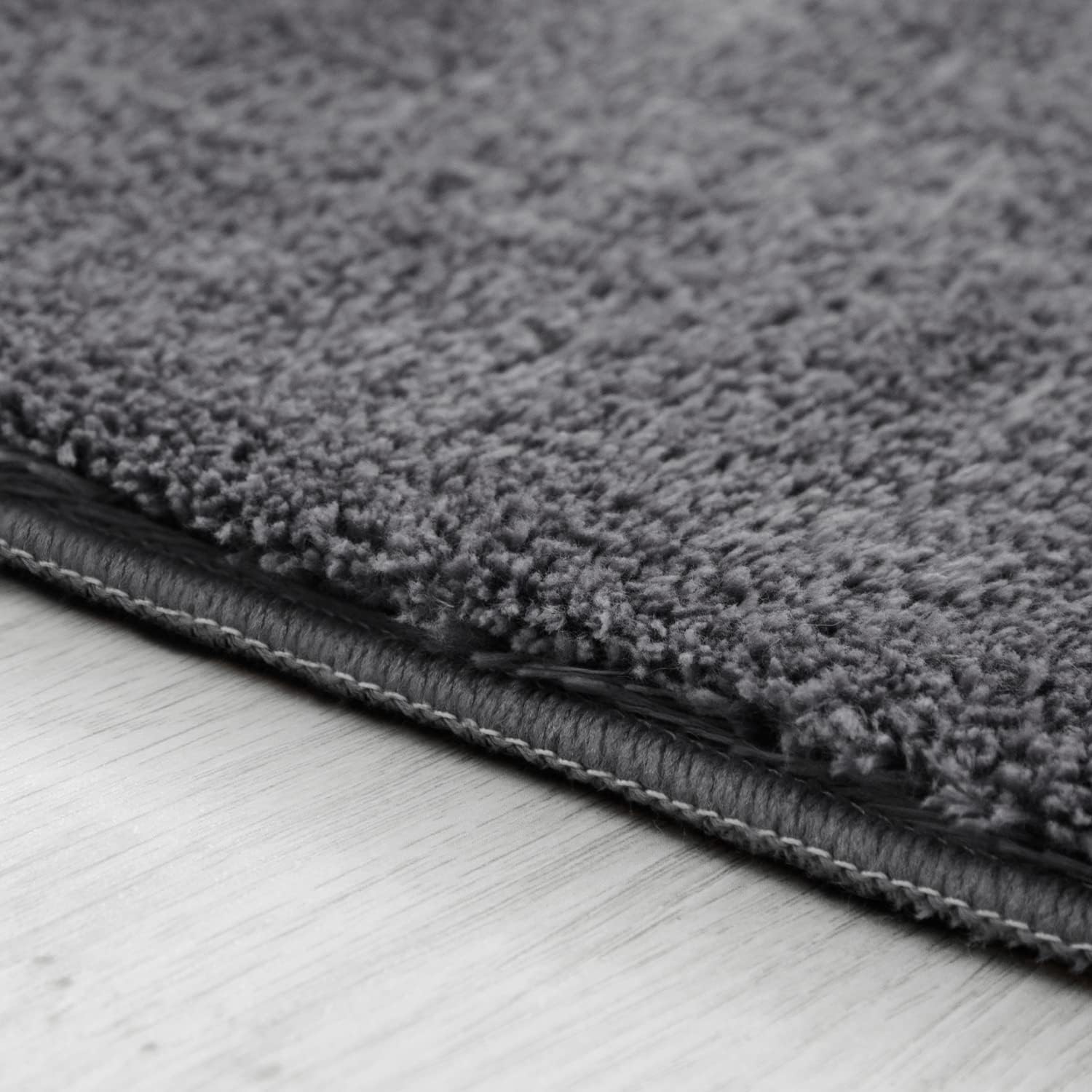 Paco Home Alfombra suave lavable en gris oscuro antracita acogedora antideslizante color sólido, tamaño 5’3″ x 7’3″