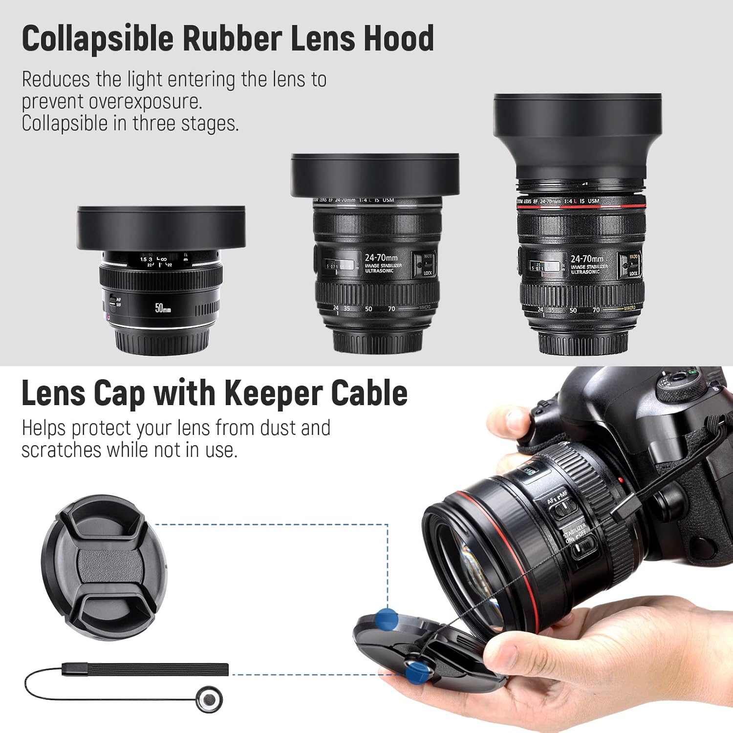 NEEWER Paquete de filtros ND de 3.228 in y accesorios para lentes, ND2 ND4 ND8 UV FLD CPL Kit de filtro con tapa de lente