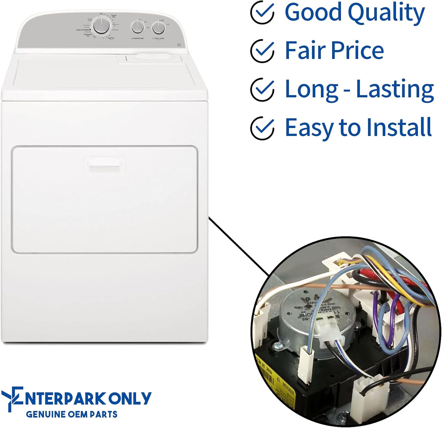 Enterpark W10185976 – Parte de repuesto compatible con control de temporizador para secadora Whirlpool WPW10185976 1481703 AH2348529 EA2348529
