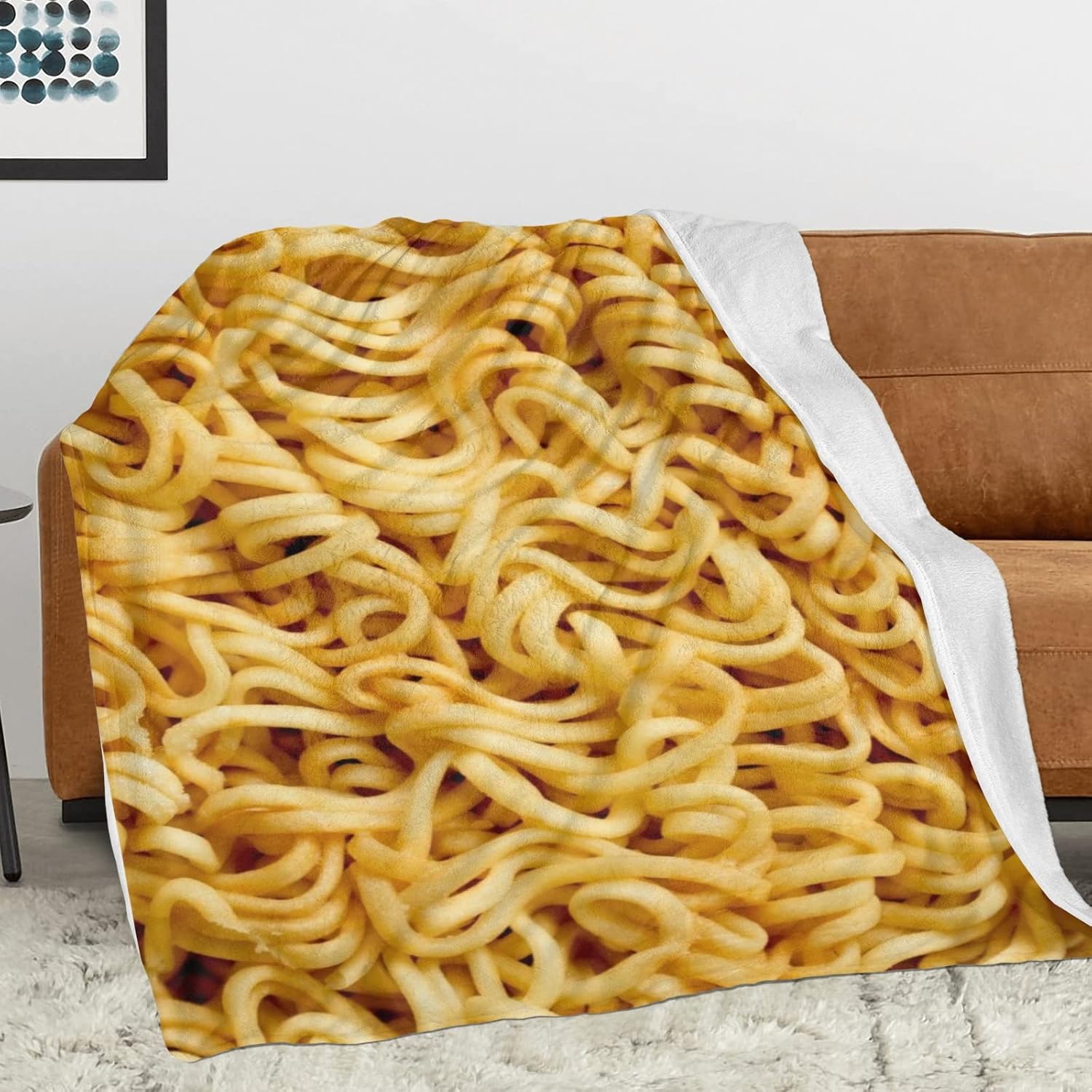 Ramen – Manta de sopa instantánea de fideos 3D, divertida, realista, ultra suave, de 50 x 40 pulgadas, para viajes, todas las estaciones, cama,