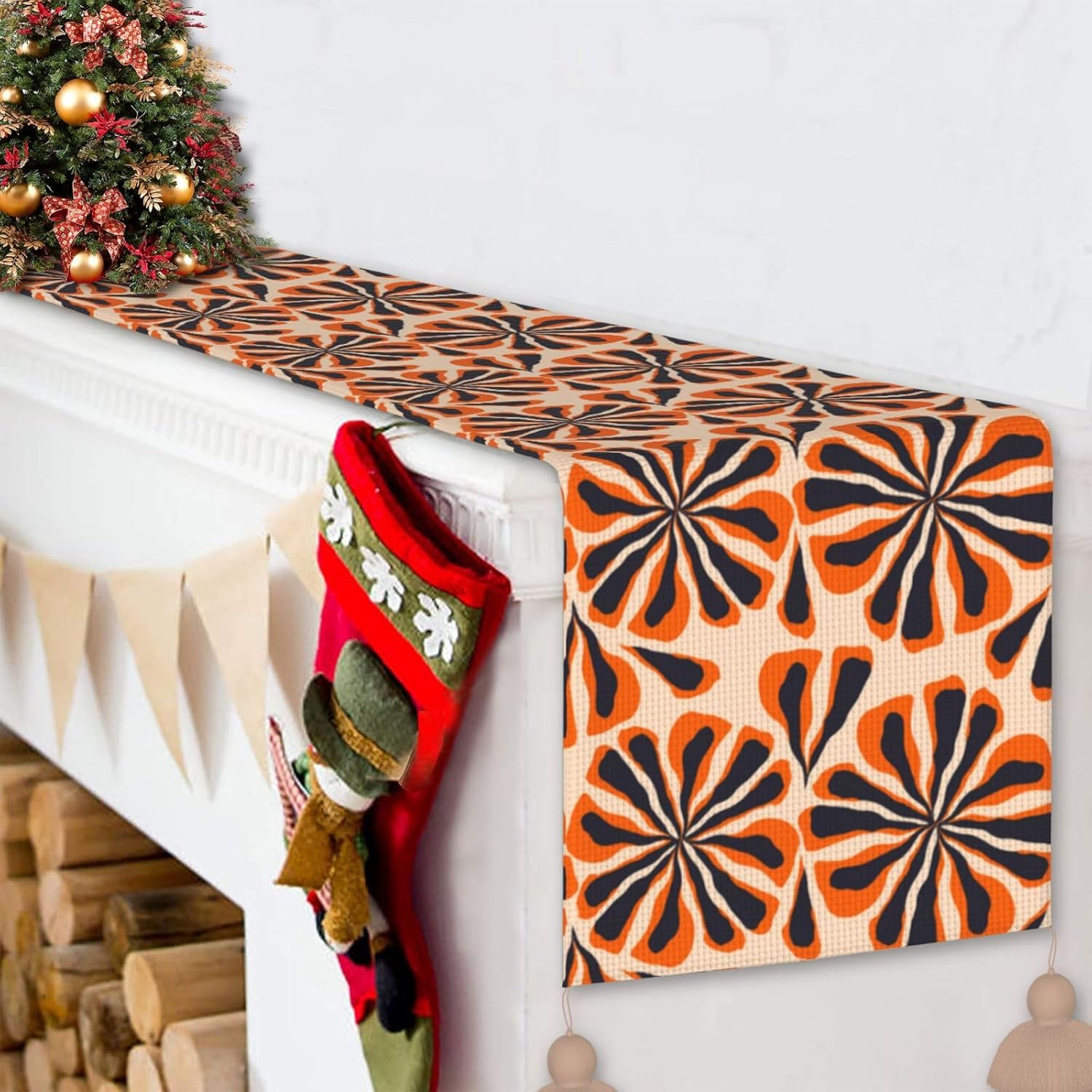 Trendy Floral Christmas Table Runner Dining Table Decor Christmas Decorations Indoor Home Decor Christmas Table Runners Xmas Navidad Decoracion 2023