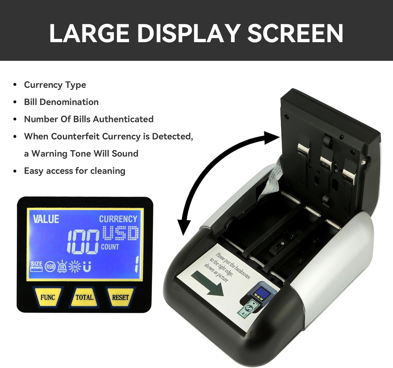 Máquina detector de billetes falsificados recargable N60A con detección avanzada UVMGIRRGBTamaño 5, portátil y compacto, automático en todas las