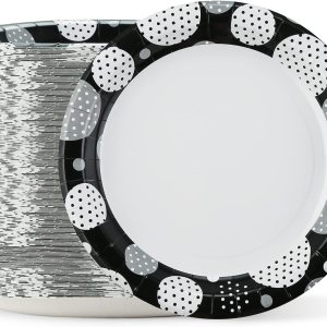 lanweilou Black Dots Paper Luncheon Plates For Everyday Use,For All Occasions,9 Inch Size,Printed Disposable,200 Count lanweilou Black Dots Paper Luncheon Plates For Everyday Use,For All Occasions,9 Inch Size,Printed Disposable,200 Count