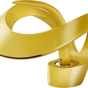 Elegante grifo dorado para lavabo de baño con boquilla OVNI, cascada de un solo agujero, latón sólido, grifo de lavabo de 1 orificio (corto, dorado) Elegante grifo dorado para lavabo de baño con boquilla OVNI, cascada de un solo agujero, latón sólido, grifo de lavabo de 1 orificio (corto, dorado)