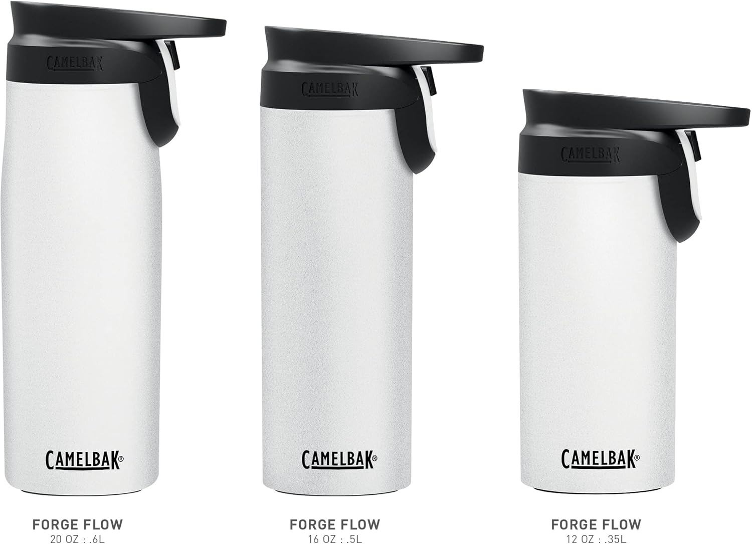 CamelBak Forge Flow – Taza de café y viaje de 12 onzas, acero inoxidable aislado, base de silicona antideslizante, fácil operación con una sola mano