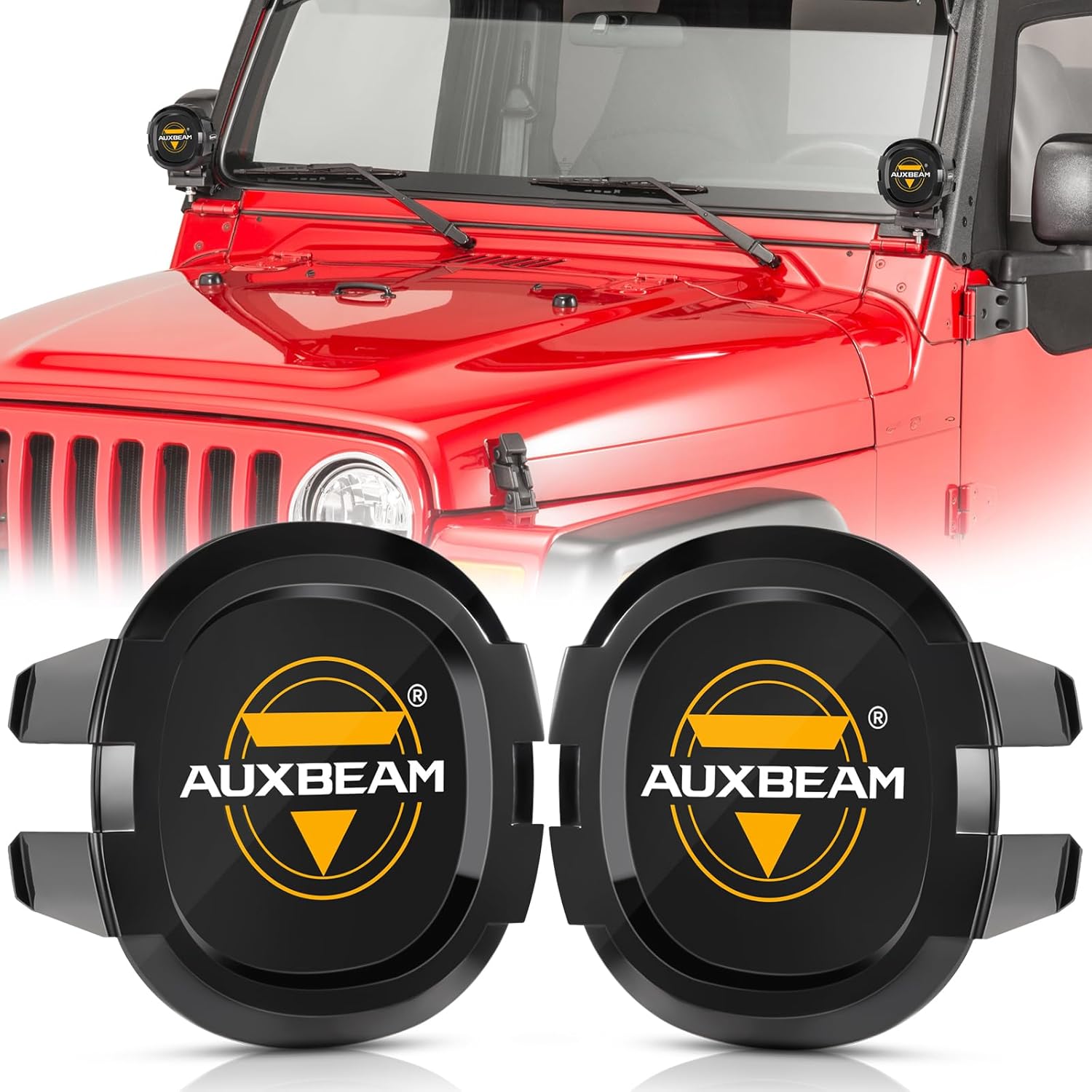 Auxbeam Fundas LED de 4 pulgadas, 2 piezas redondas negras para luces de trabajo de conducción todoterreno, cubiertas protectoras de PC, cubiertas