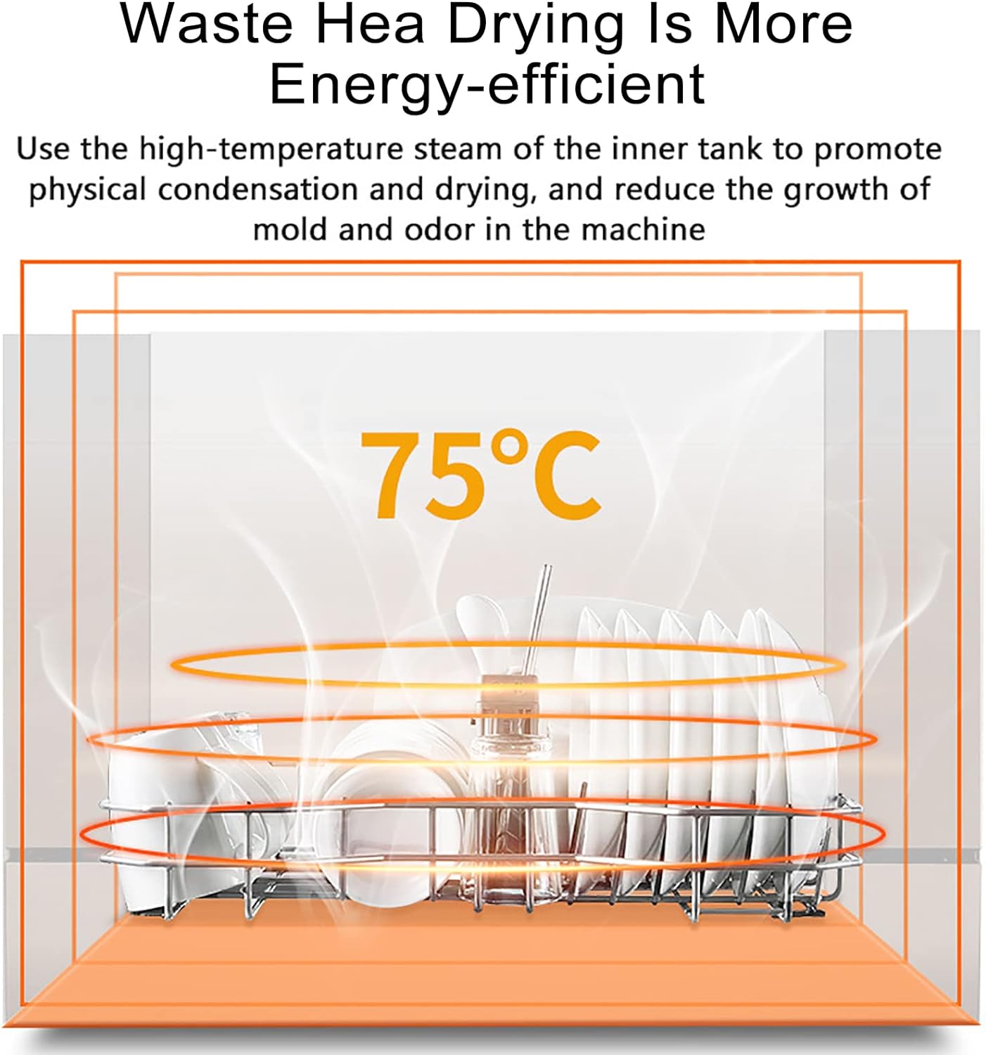 TTONSUE 1200 W 3 programas portátil lavavajillas encimera máquina de lavavajillas automático, función de secado al aire, máquina de limpieza de