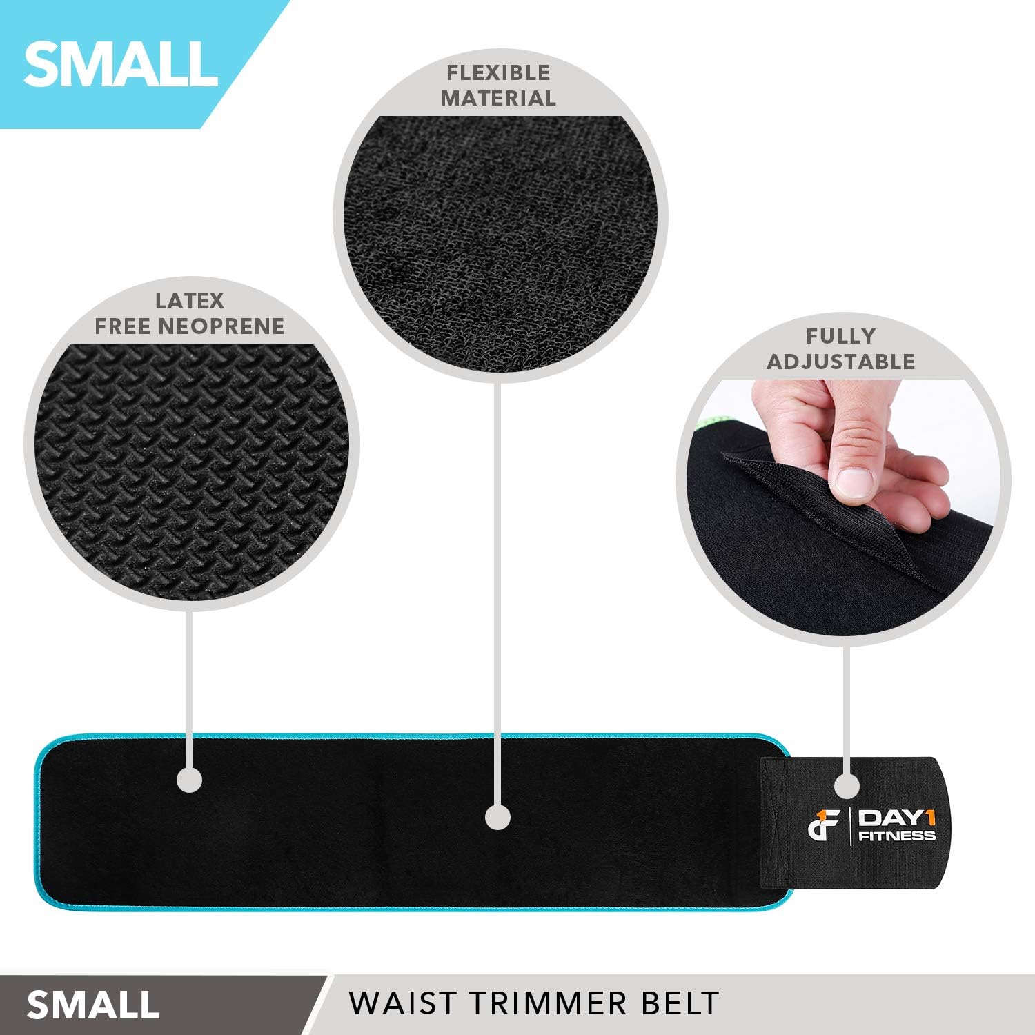 Day 1 Fitness – Cinturón reductor de cintura duradero para pérdida de peso, entrenamiento abdominal, 5 opciones de tamaño, pequeño a XXL, unisex