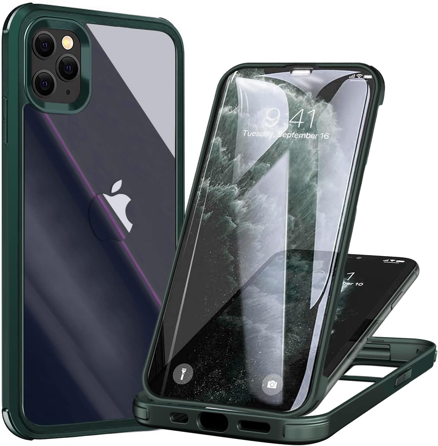 UBUNU Funda para iPhone 14 Pro Max 6.7 pulgadas, nueva funda protectora de doble capa de cuerpo completo transparente con protector de pantalla