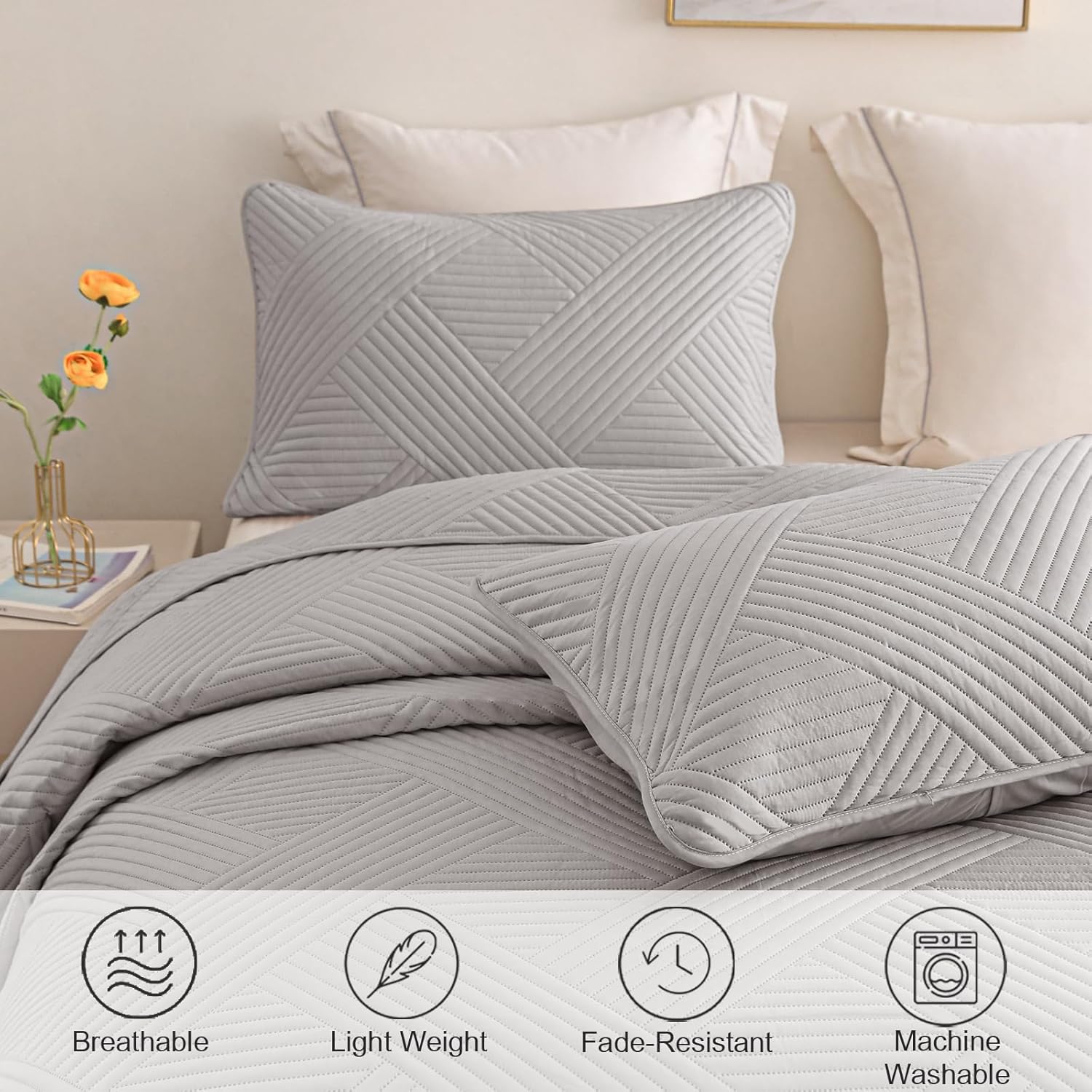 Whale Flotilla Juego de edredón tamaño individual, colcha suave y ligera con patrón en relieve, juegos de ropa de cama con funda de almohada, funda