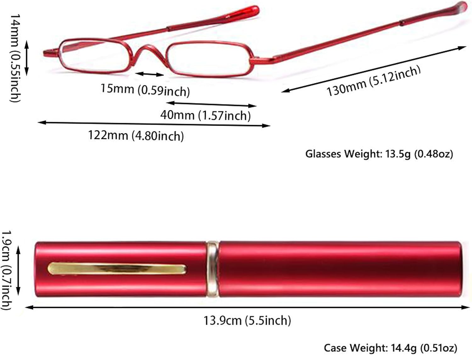 Mini lentes de lectura con bolígrafo delgado con estuche de clip portátil, lectores de bolsillo pequeño para hombres y mujeres
