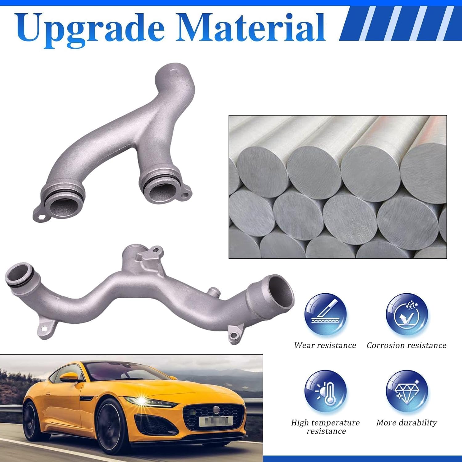 HIIMARKLIF Tubo refrigerante de aluminio Salida de agua, termostato colector cruzado superior apto para Jaguar Land Rover Range Rover Motor