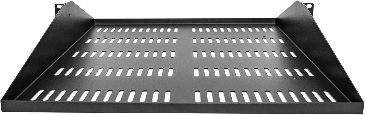 StarTech. com Estante para servidores 2U, bandeja voladiza universal ventilada para estante de equipo de red de 19 pulgadas, acero resistente,