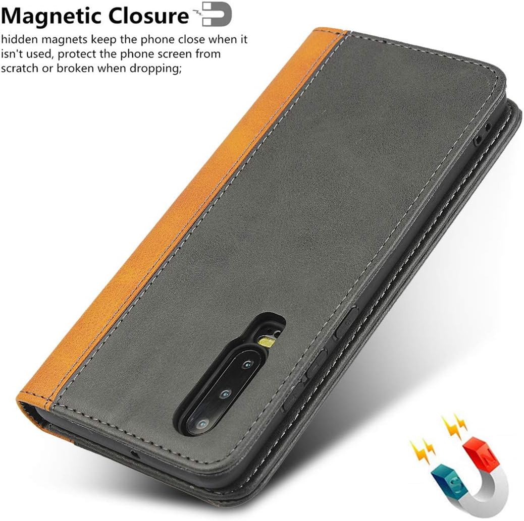 iCoverCase Compatible con Huawei P30 – Funda tipo cartera de piel sintética de alta calidad, con ranuras para tarjetas, soporte para tarjetas, funda