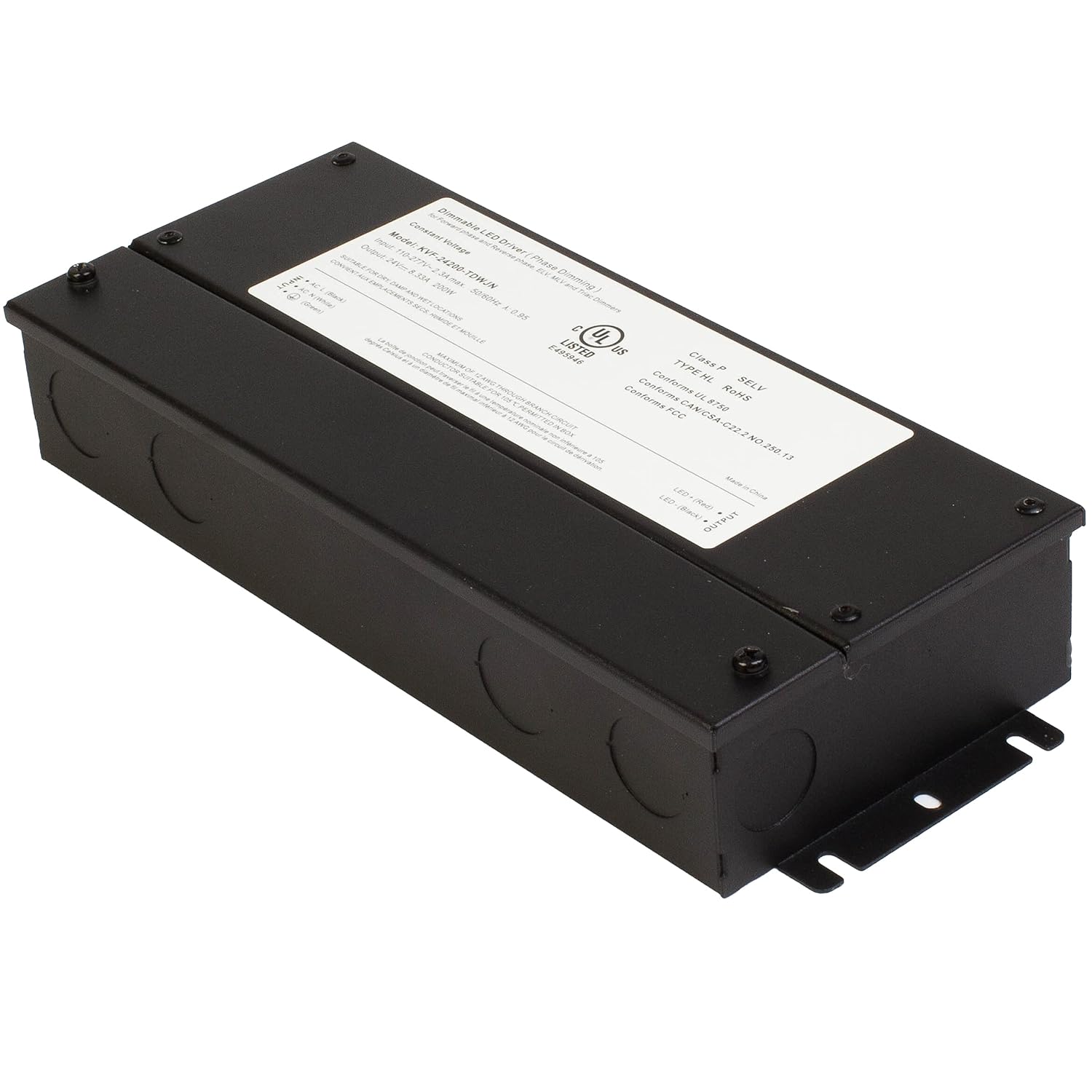 Controlador regulable Triac de 24 V con certificación UL de 200 W, 110 V – 277 V, transformador de CA, fuente de alimentación de voltaje constante