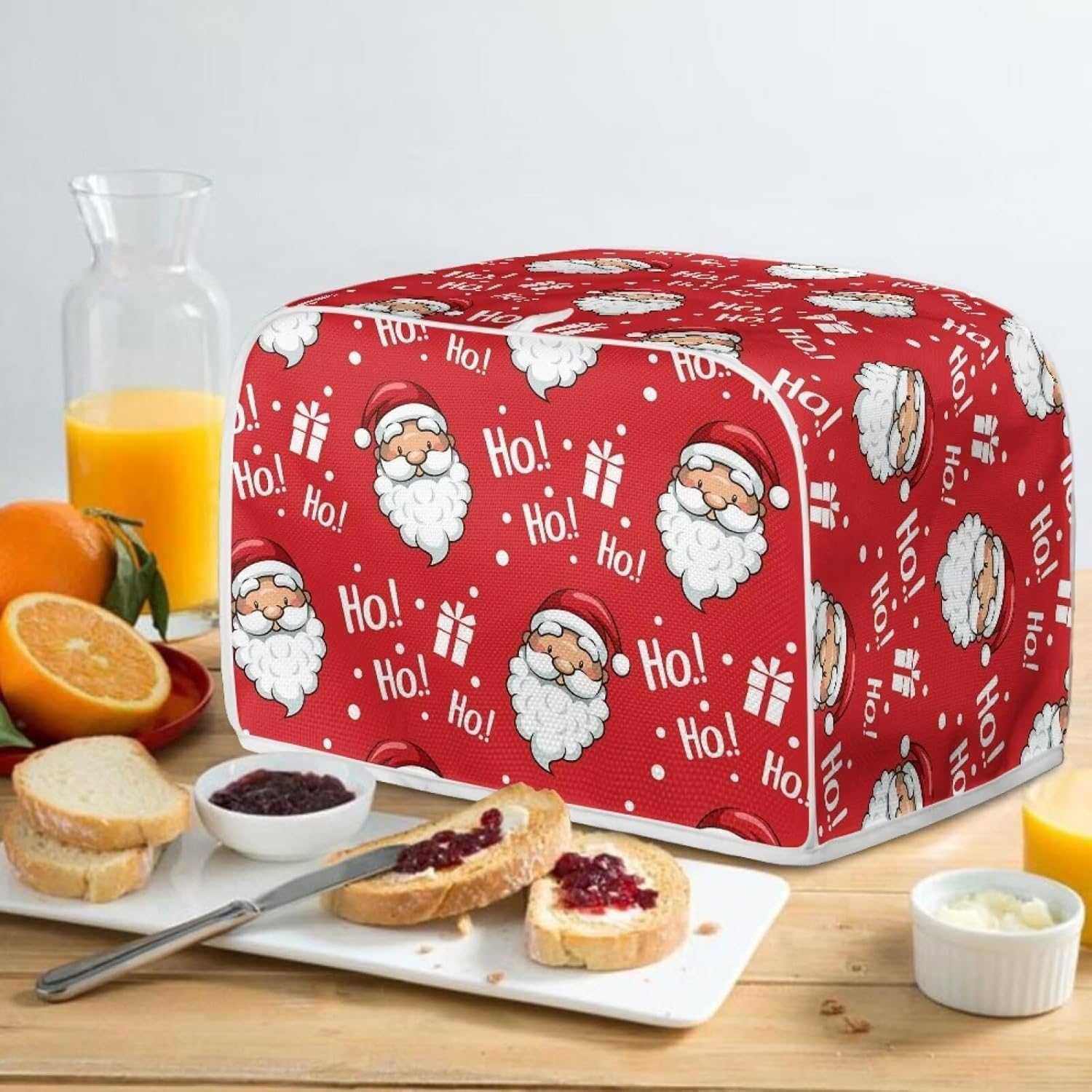 Funda para hacer pan con estampado OH de Papá Noel, decoraciones navideñas, cubierta de tostadora de 2 rebanadas que se adapta a la mayoría de