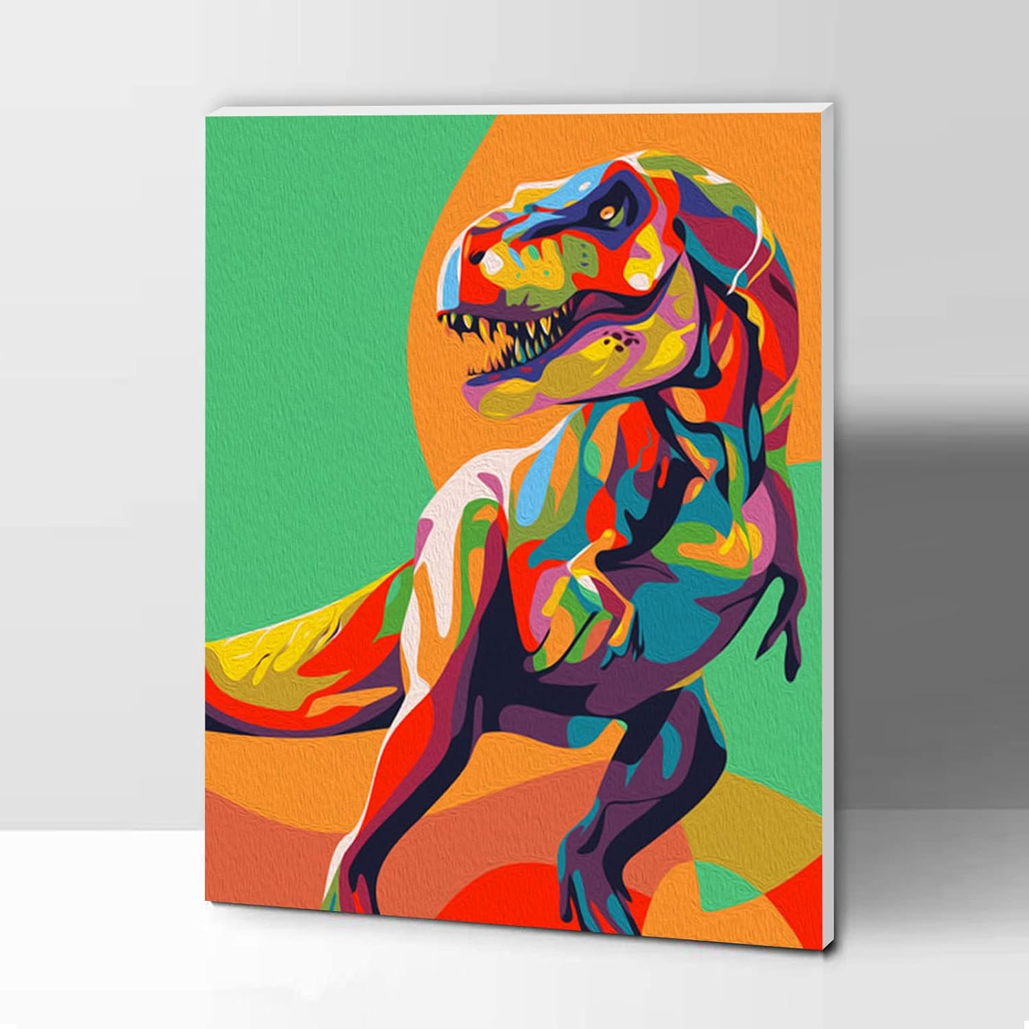 ifymei Pintura por números para niños y adultos principiantes, kits de pintura en lienzo de regalo de bricolaje con marco, dinosaurios coloridos de