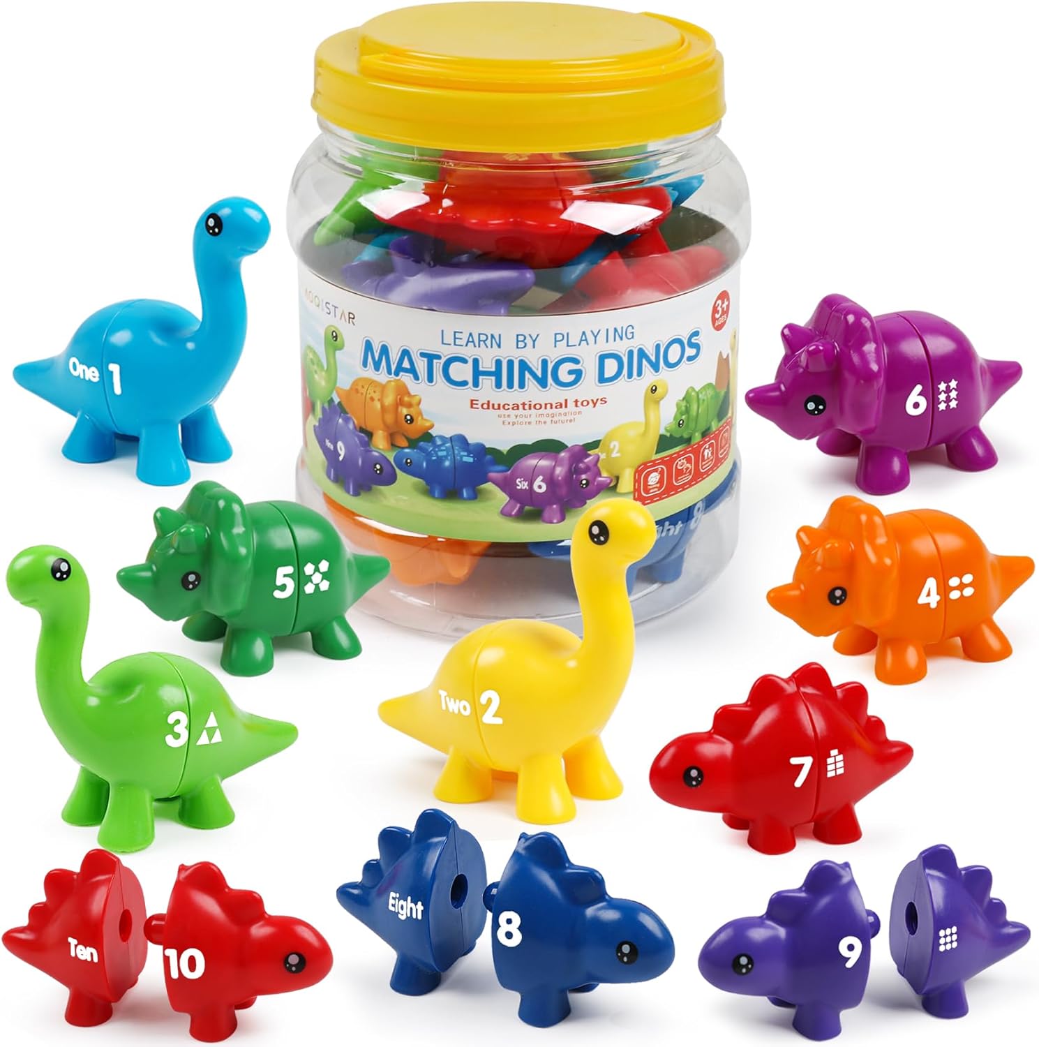 Montessori – Juguete sensorial de clasificación de números y a juego, juego de coincidencia de patrón de doble cara, reconocimiento del 1 al 10,
