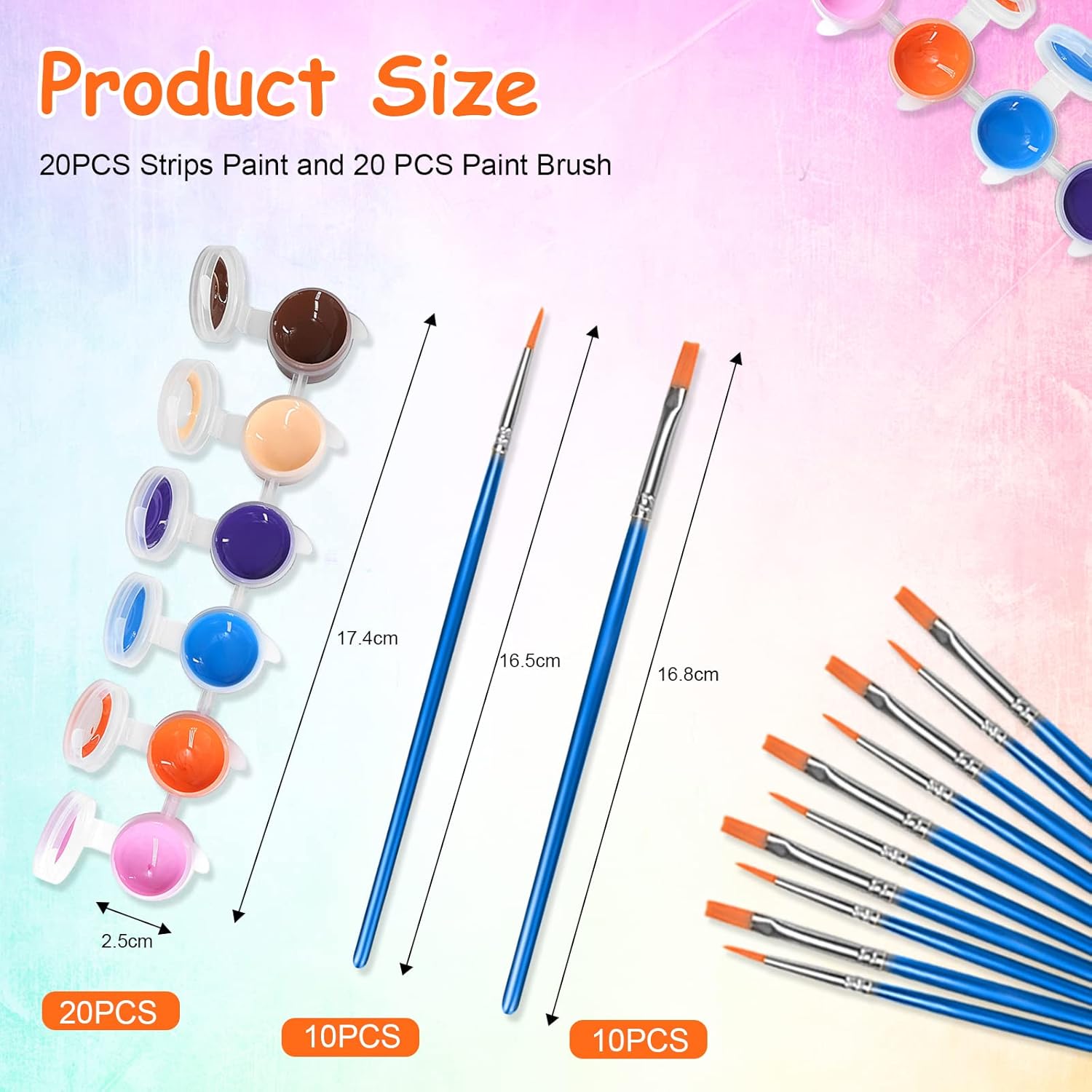 Juego de 10 mini pintura acrílica, 12 colores de tiras de pintura acrílica para niños y adultos, 140 piezas de pintura para niños, almacenamiento de