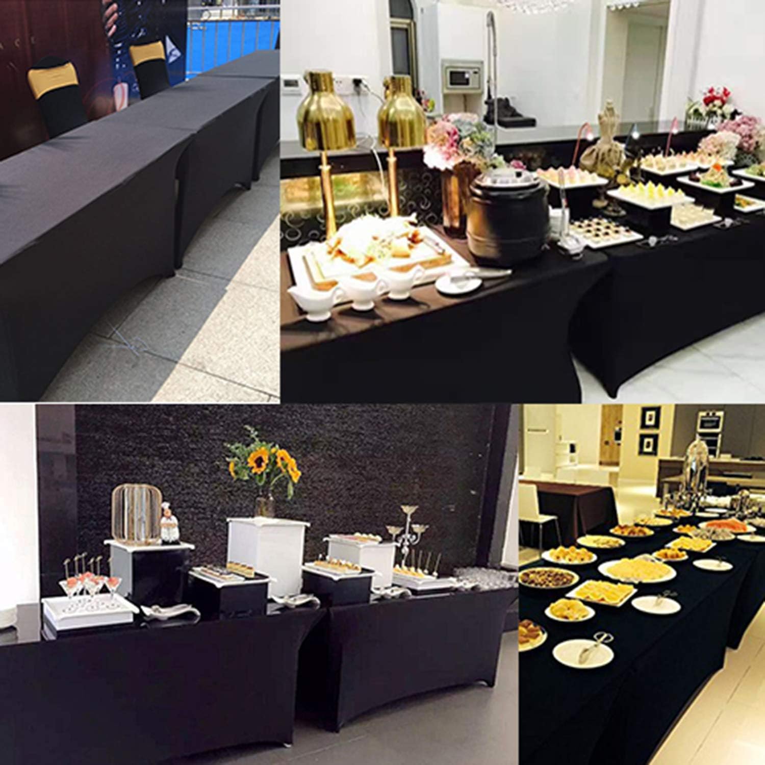 Reliancer Mantel rectangular de elastano ajustado a la mesa para fiestas al aire libre, exhibición, DJ, banquetes, comerciantes, recepción de boda,