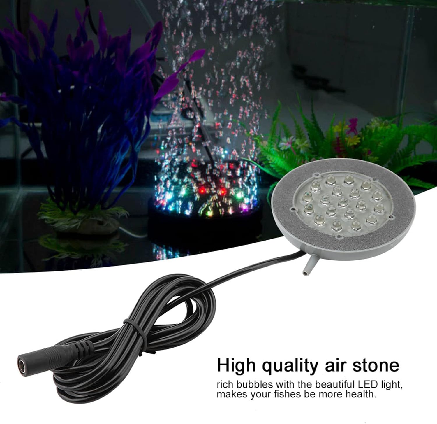 Fydun LED Acuario Aire, Control de Luz Cambiante Lámpara de Pescado Tanque de Peces Bubbler Bubble Stone Tank Decoración US Plug 100 240V