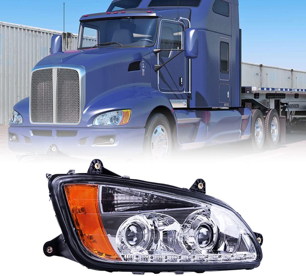 CONCEPT AUTOMOTIVE LIGHTS Repuesto para faros delanteros halógenos cromados KENWORTH T660 2013-2018 (lado del pasajero)