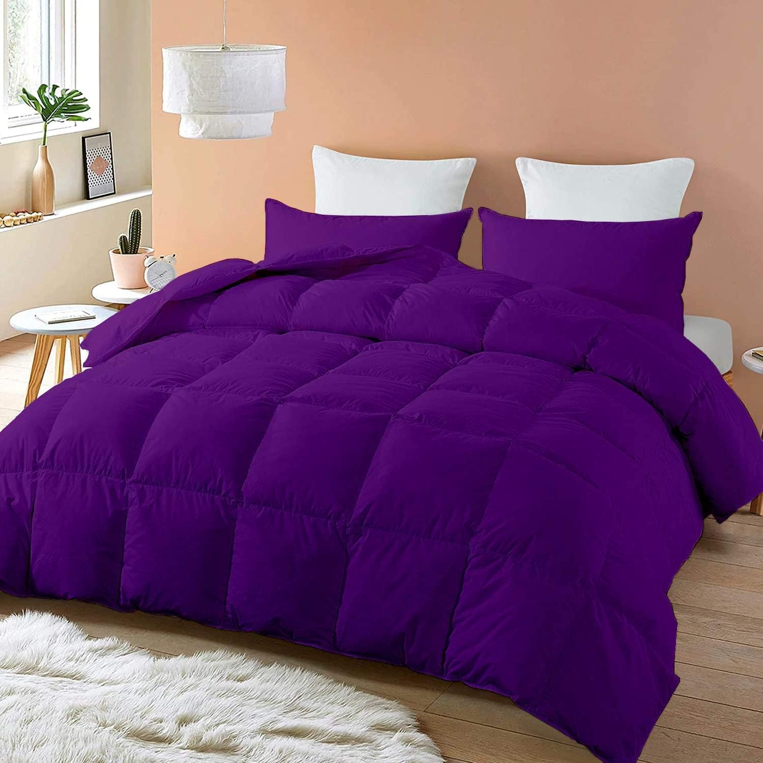 KOTTON KING Edredón acolchado para todas las estaciones, relleno de microfibra suave de 10.58 ozm, relleno de edredón con pestañas en las esquinas,