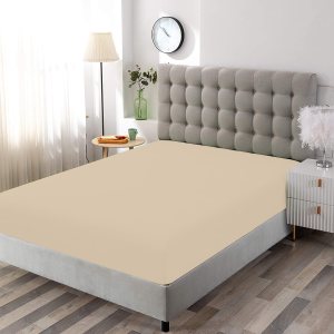 Minor Monkey – 1000 hilos 100% algodón egipcio de fibra larga, color arena, 1 pieza, sábana bajera individual que se adapta a un bolsillo de hasta Minor Monkey – 1000 hilos 100% algodón egipcio de fibra larga, color arena, 1 pieza, sábana bajera individual que se adapta a un bolsillo de hasta