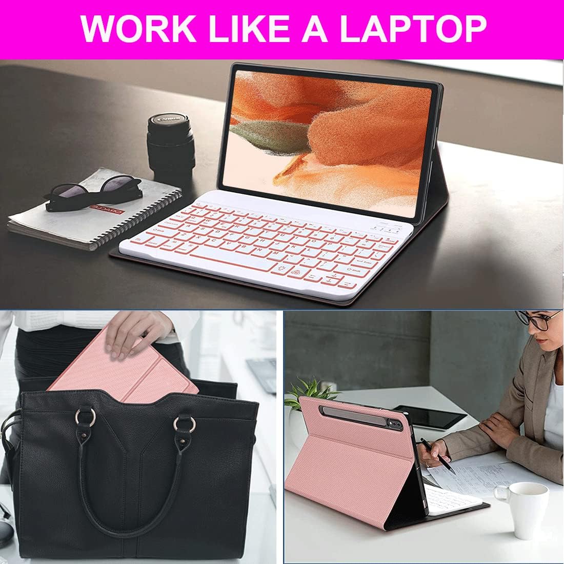SUYOOULIN Funda de teclado para Samsung Galaxy Tab S9 Plus S9+ de 12.4 pulgadas 2023 (SM-X810X816BX818U) con soporte para bolígrafo S, funda de