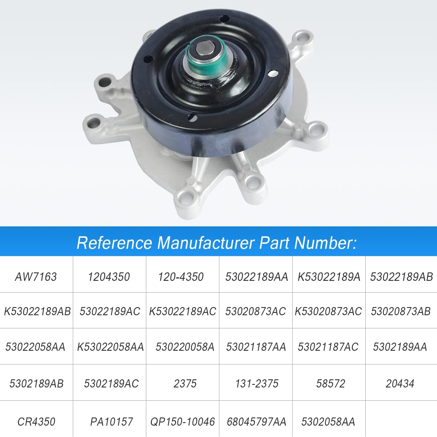 Bomba de agua con junta 1204350 AW7163 Reemplazo para Commander Dodge Ram 1500 Dakota Durango, Grand Cherokee, Liberty, Chrysler Aspen, Mitsubishi