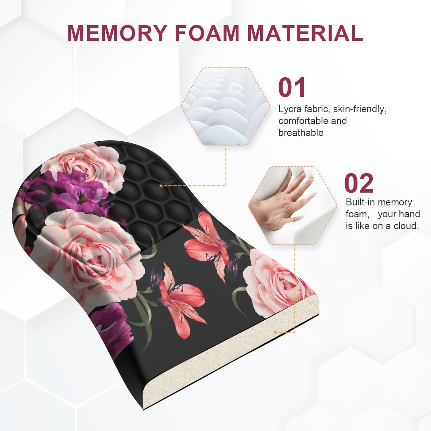 iLeadon Juego de alfombrillas ergonómicas para mouse con diseño de masaje, alfombrilla de escritorio + alfombrilla para mouse con reposamuñecas +