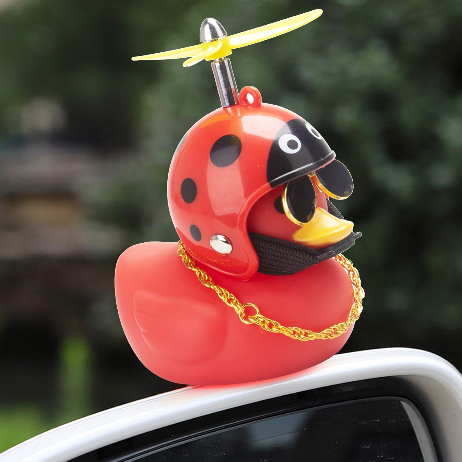 wonuu Adornos de pato de goma para decoración de automóvil, decoraciones de tablero de automóvil, gafas geniales de pato con casco de hélice