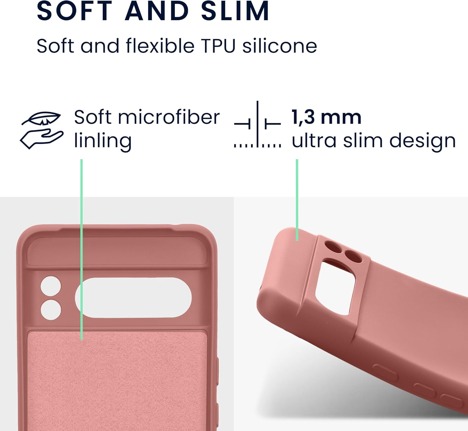 kwmobile Funda compatible con Google Pixel 8 Pro – Funda protectora delgada de TPU con acabado mate suave – Rosa de invierno