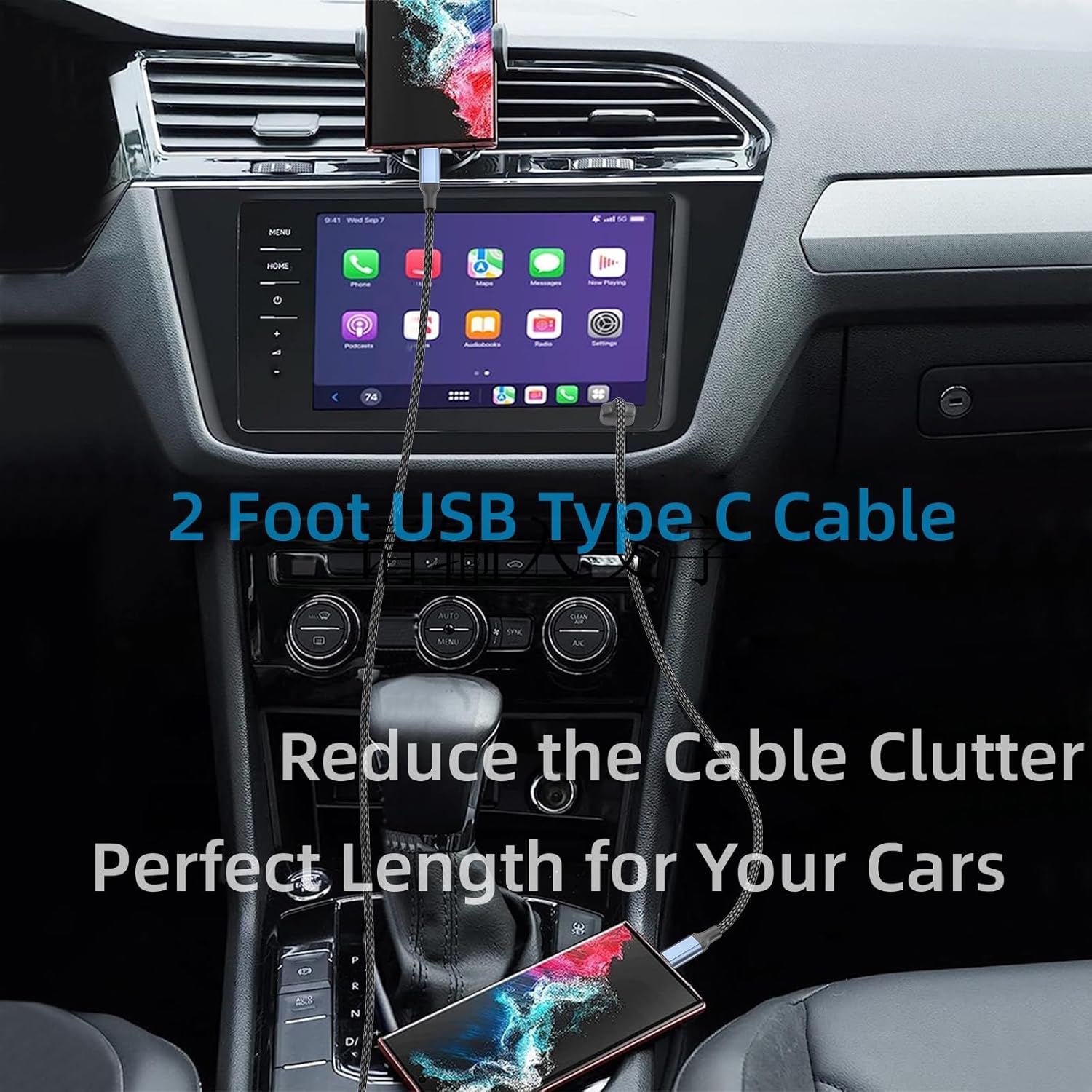 Cable USB C de 2 pies, cable USB a USB C para iPhone 15 paquete de 3 cable USB tipo C corto de 2 pies para iPhone 15, Samsung Galaxy S23 S22 Ultra