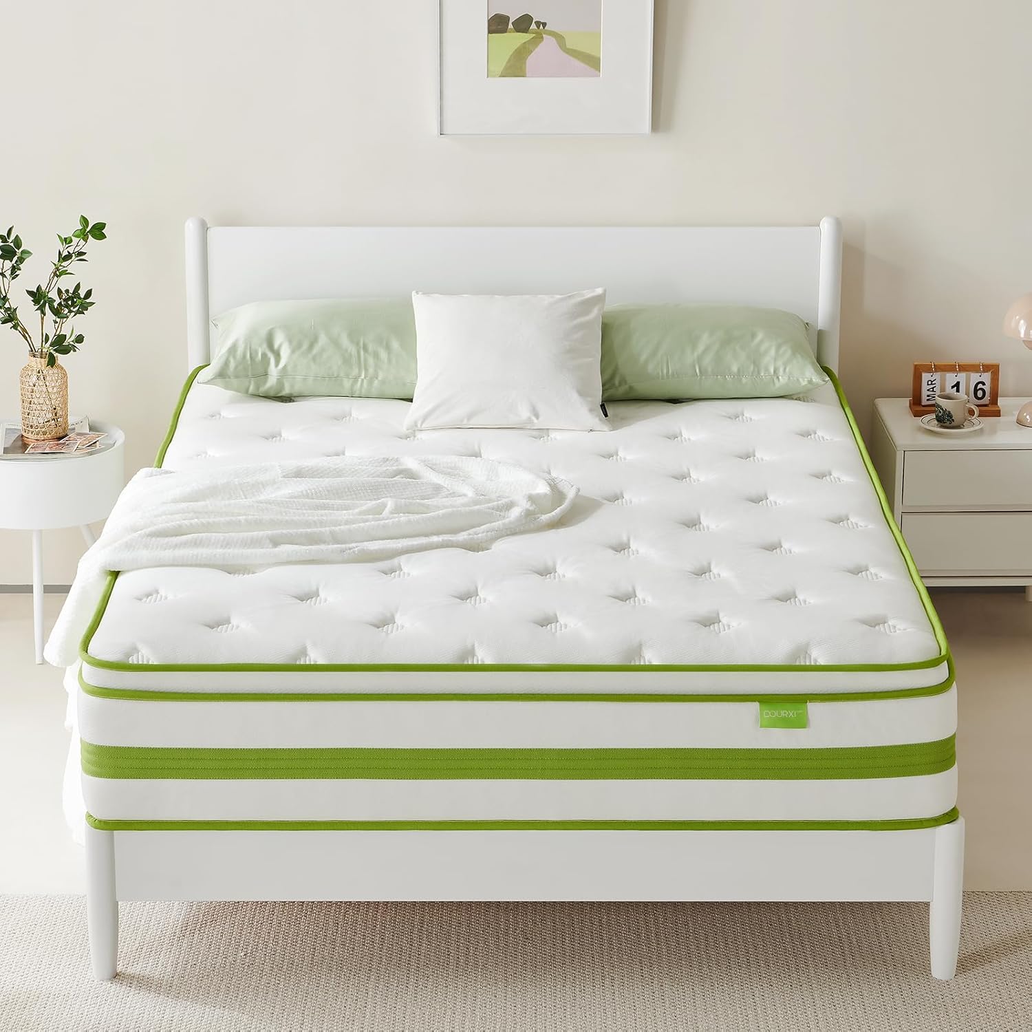 Colchón individual de 12 pulgadas, colchón híbrido en una caja, espuma viscoelástica de gel y resortes embolsados para dormir y aliviar la presión,