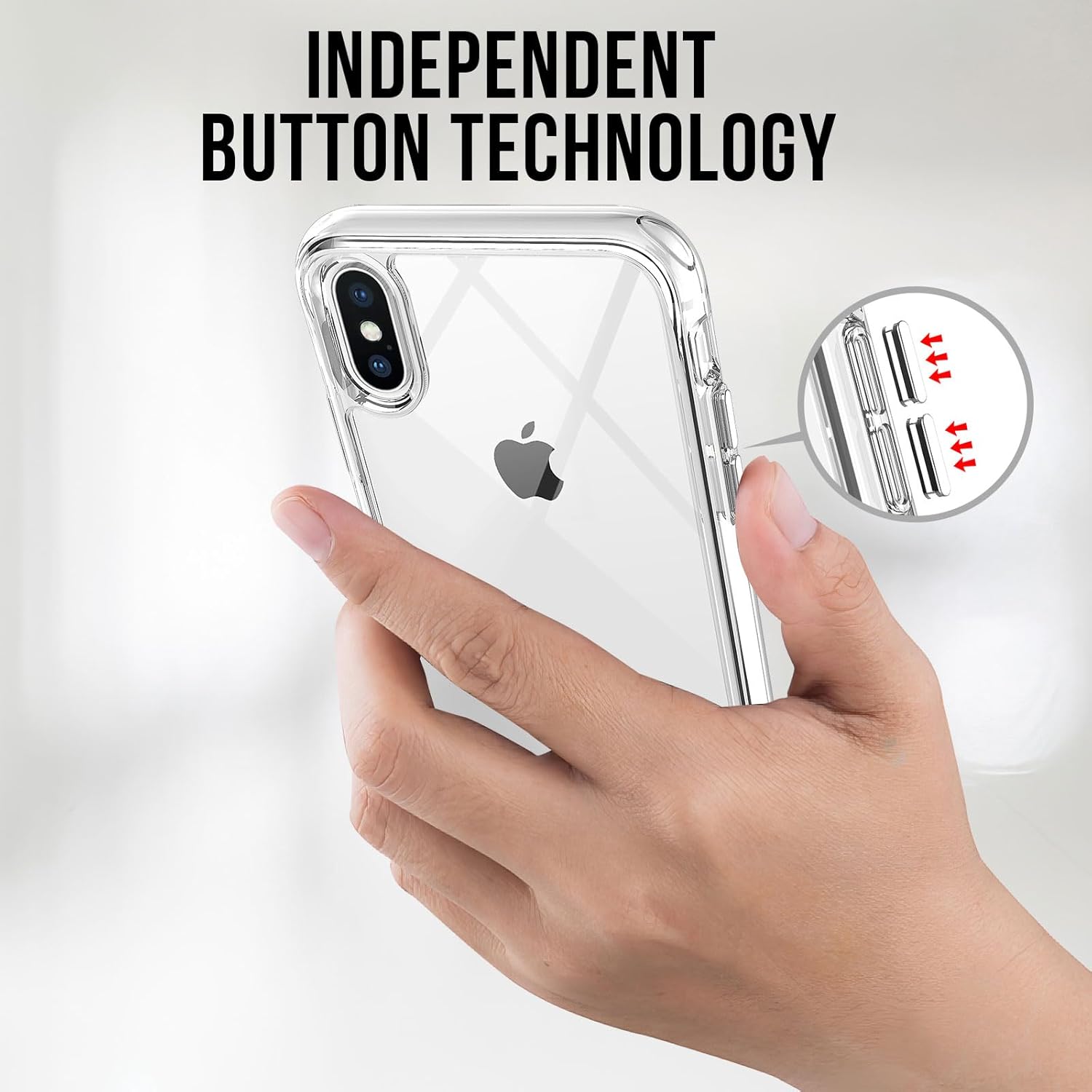 Funda para iPhone X con soporte transparente, iPhone Xs con soporte, funda transparente fina para iPhone X, 5.8 pulgadas