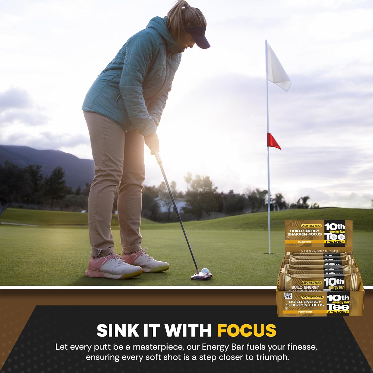 10th Tee PLUS+ Barras de miel de maní hechas con ingredientes naturales  Barra energética de golf, barra de fácil digestión, aperitivos saludables