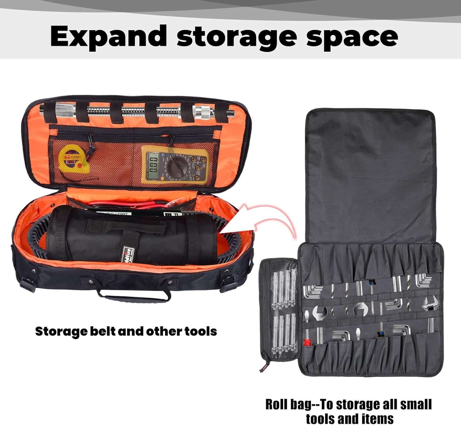 Bolsa enrollable de herramientas de 20 pulgadas, organizador grande de herramientas 2 en 1 con impermeable, resistente al agua, kit de herramientas