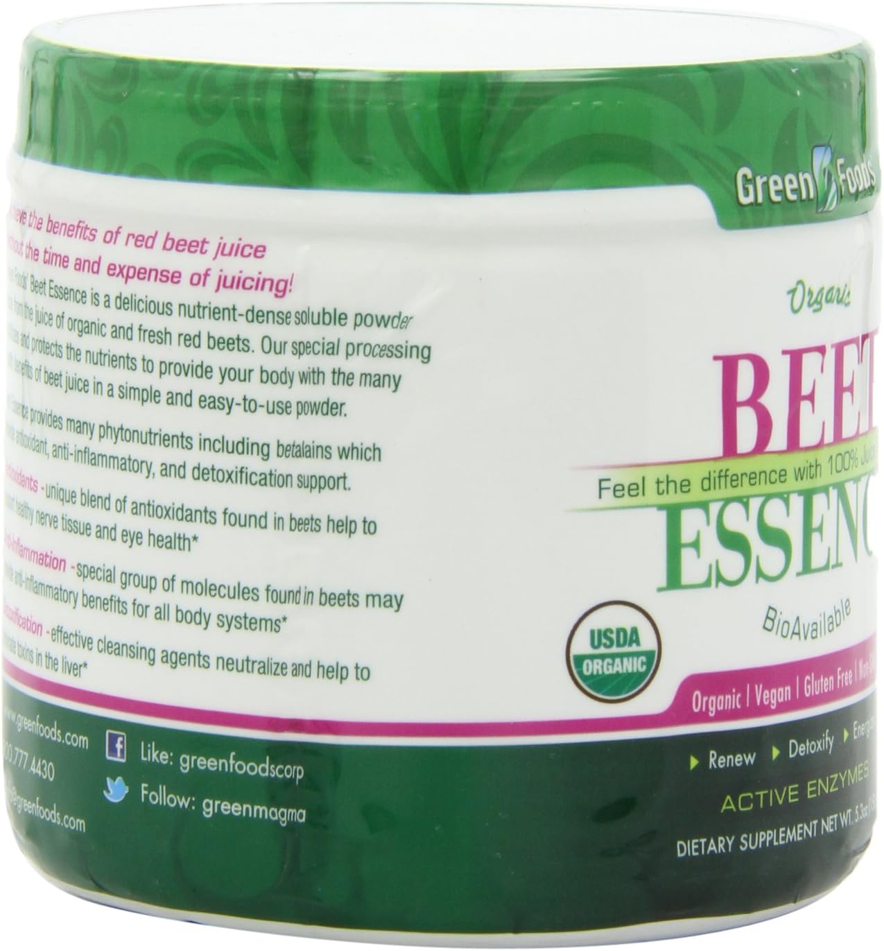 Green Foods Esencia de remolacha, 5.3 onzas