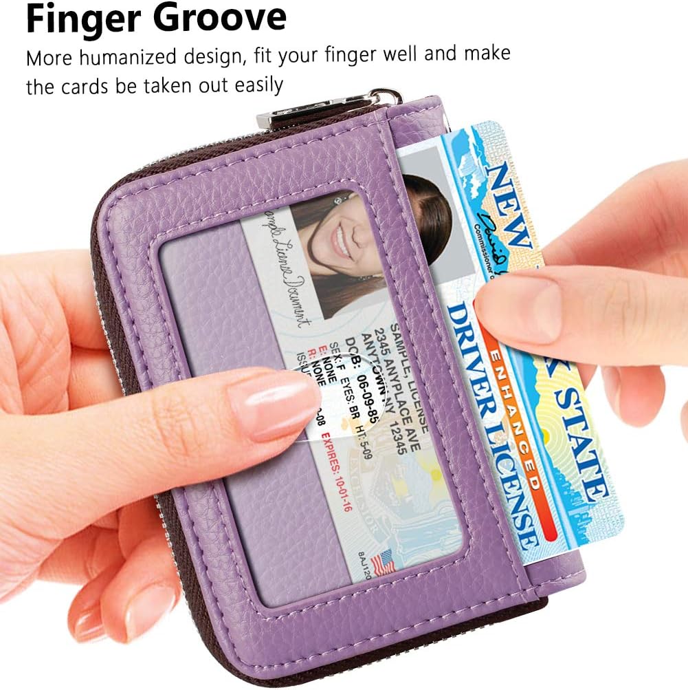 FurArt – Cartera para tarjetas de crédito, soporte para tarjetas con cremallera para hombres y mujeres, bloqueo RFID, cartera con llavero, tamaño