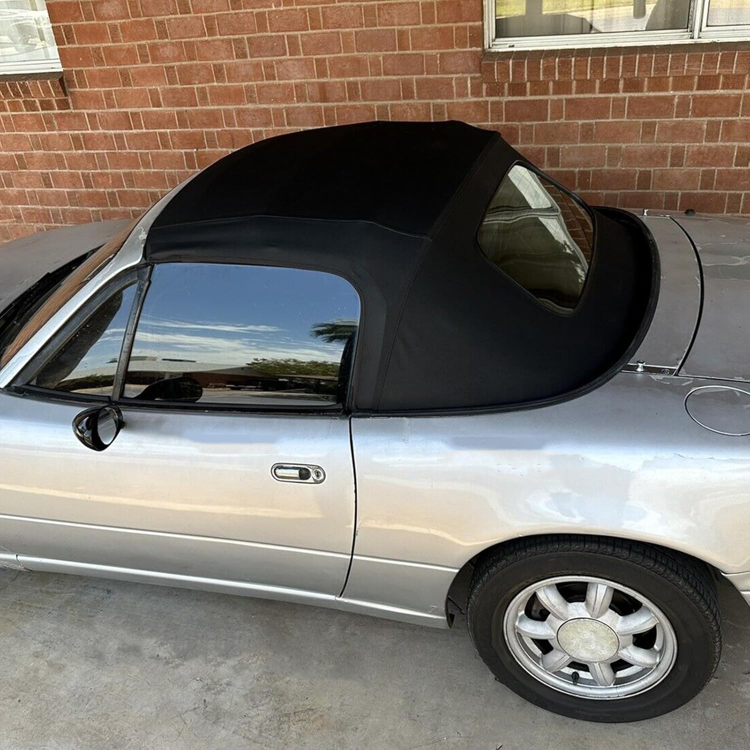 HECASA Parte superior suave convertible compatible con Mazda Miata 1990-2005 con ventana transparente de vidrio calentado, vinilo negro