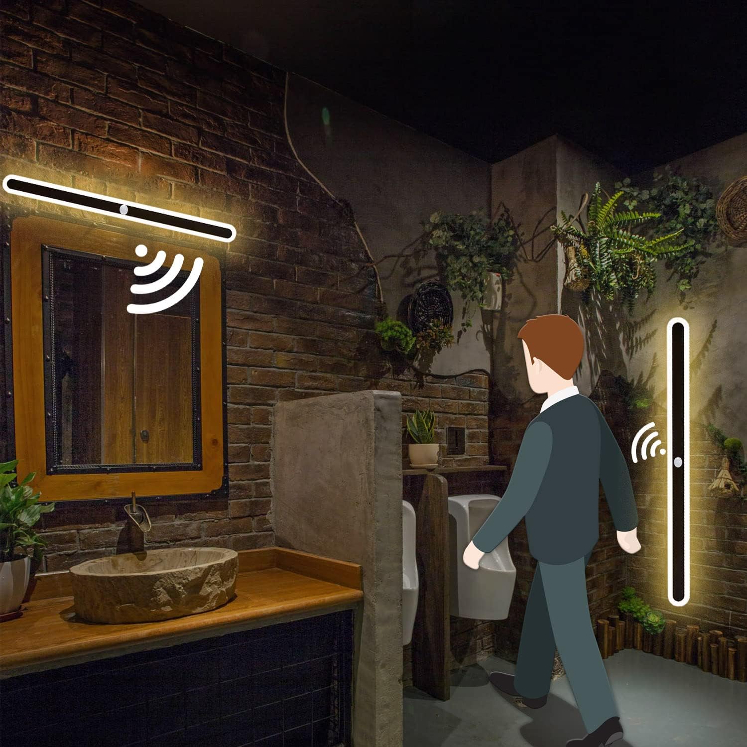 RYELEIN Lámpara de pared con sensor de movimiento para exteriores, 40 W, impermeable, para montaje en pared, lámpara de pared LED de tira larga para