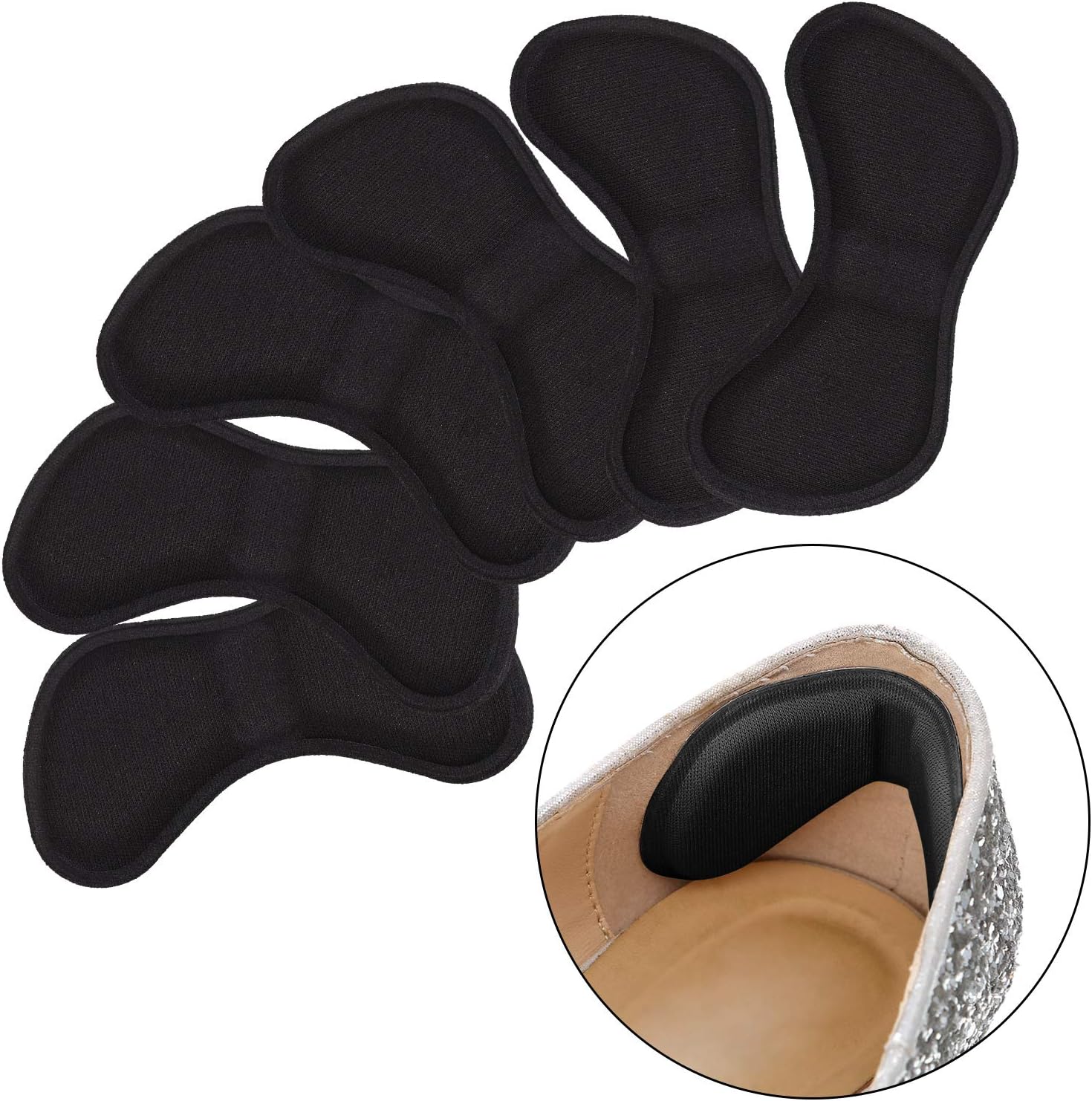 Calcomanías para el talón, plantillas de talón para mejorar el ajuste y la comodidad del zapato (3 negros y 3 beige)