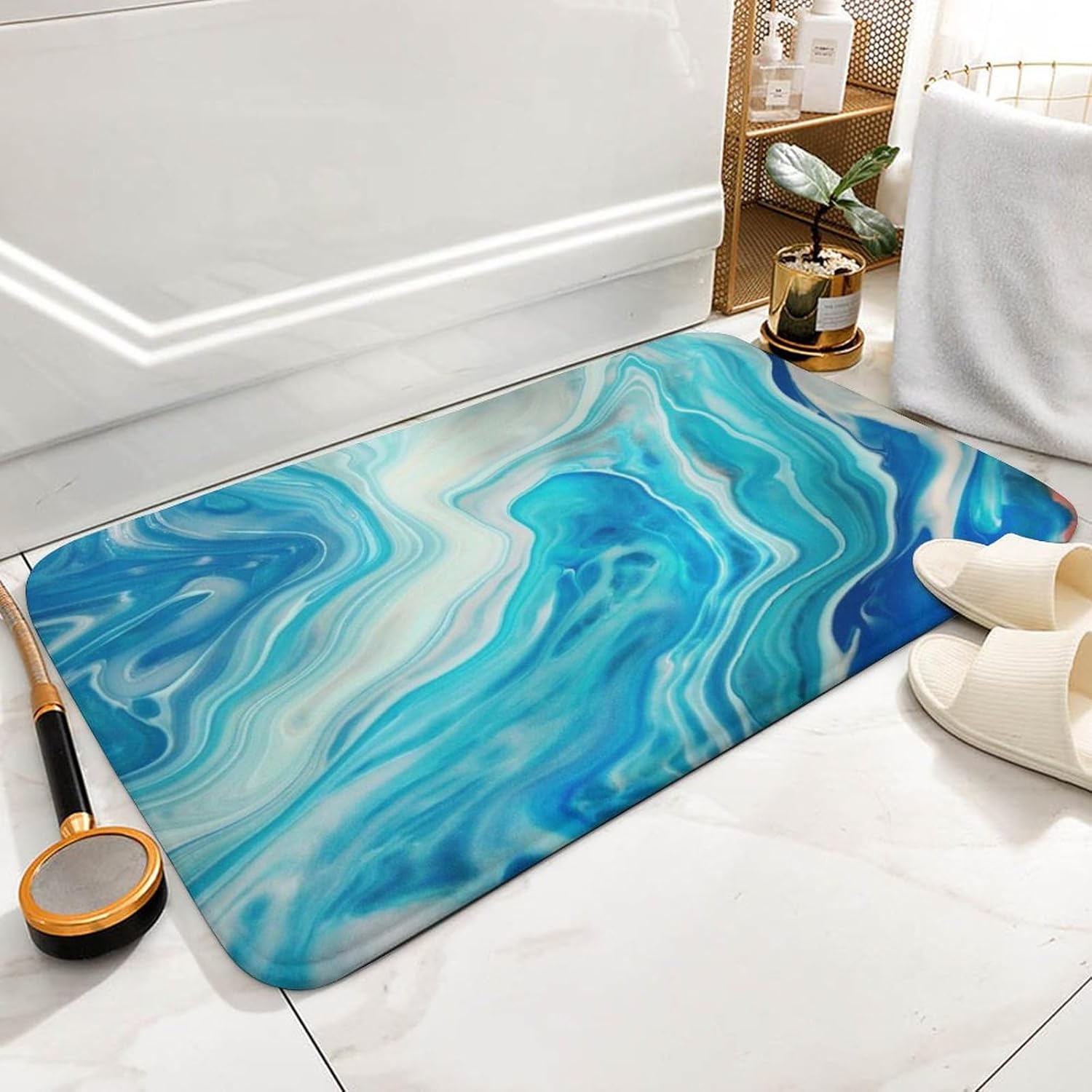 Tapete de baño para baño, súper absorbente, de secado rápido, con parte trasera de goma, antideslizante, de diatomita, 20 x 32 pulgadas